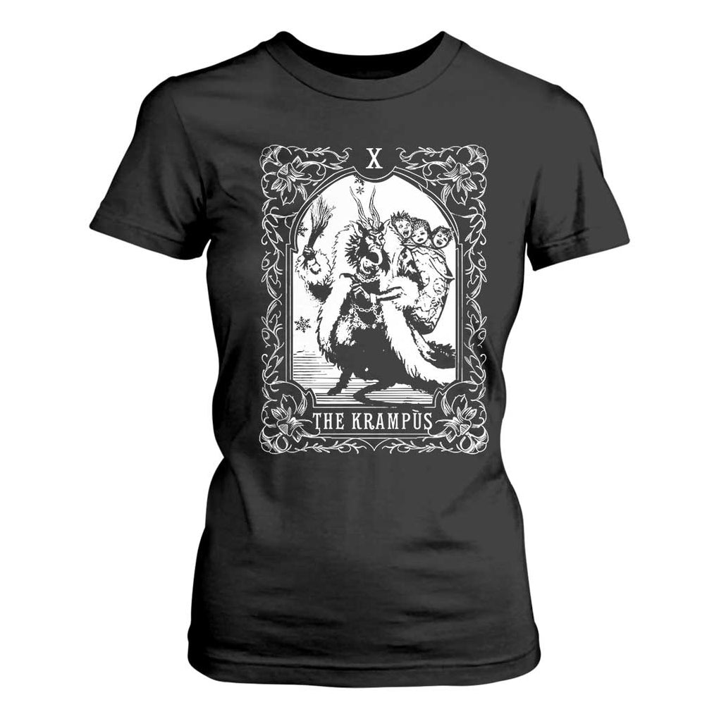 Christmas Krampus T Shirt For Women The Krampus Tarot Card Goth Xmas TS10 Black Print Your Wear