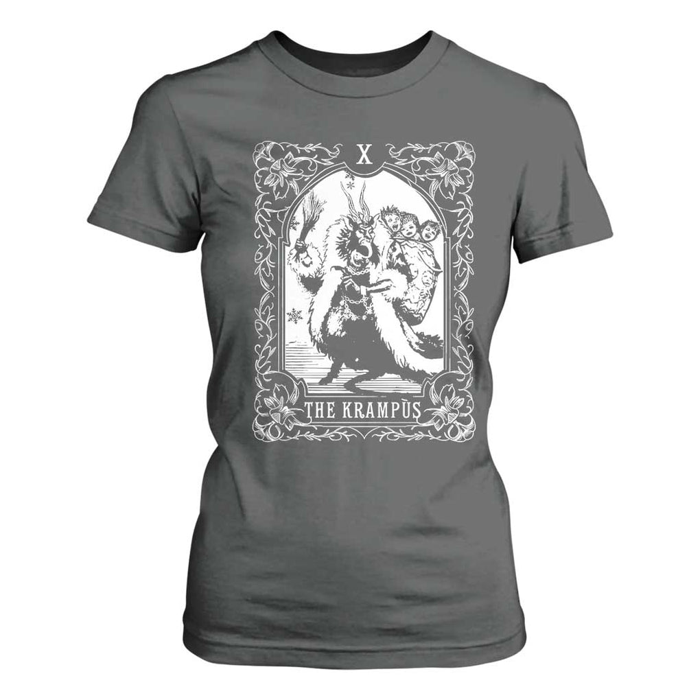 Christmas Krampus T Shirt For Women The Krampus Tarot Card Goth Xmas TS10 Dark Heather Print Your Wear