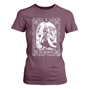 Christmas Krampus T Shirt For Women The Krampus Tarot Card Goth Xmas TS10 Maroon Print Your Wear