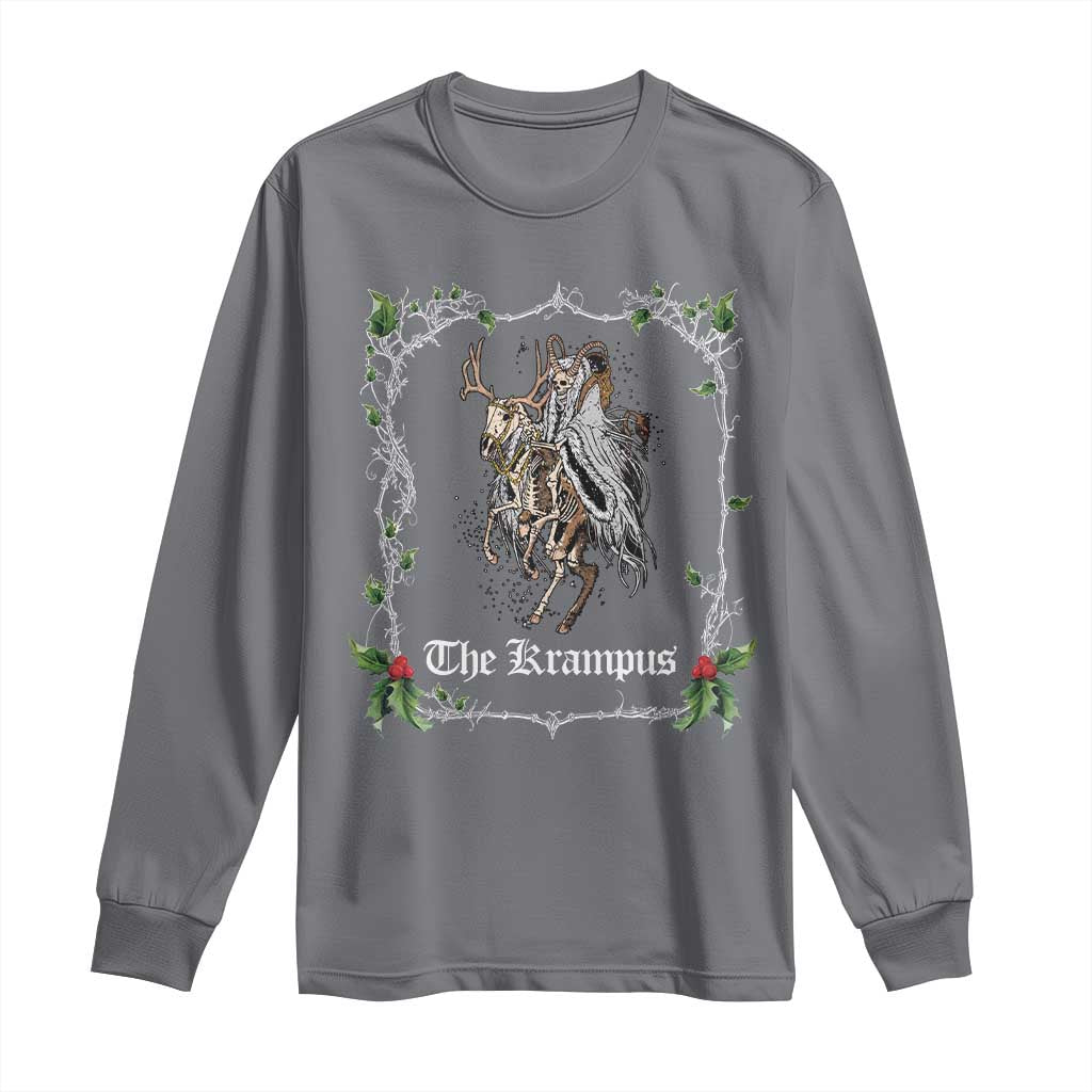 Christmas Krampus Long Sleeve Shirt Goth Xmas Krampus Reindeer Skull Ugly Sweater Evil Pajama TS10 Charcoal Print Your Wear