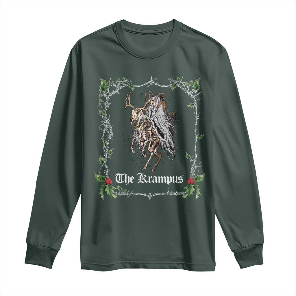 Christmas Krampus Long Sleeve Shirt Goth Xmas Krampus Reindeer Skull Ugly Sweater Evil Pajama TS10 Dark Forest Green Print Your Wear