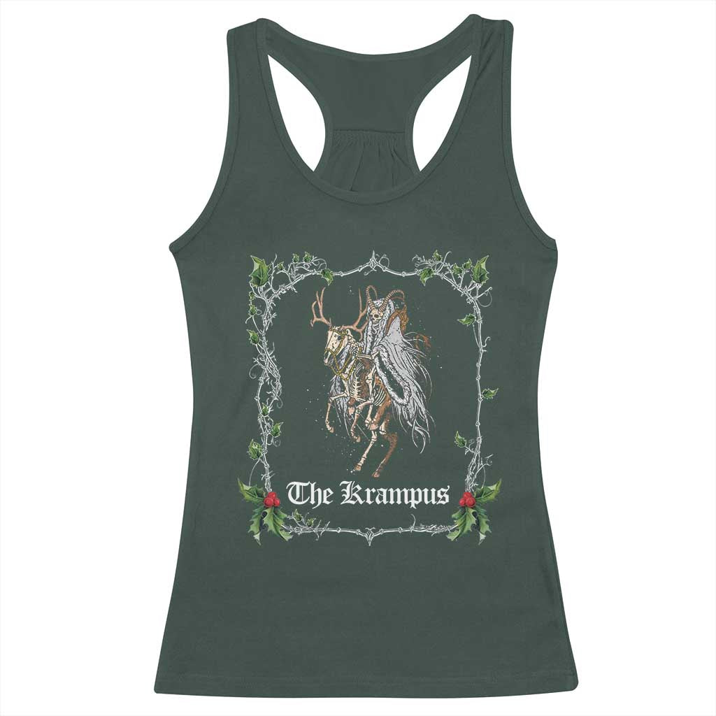 Christmas Krampus Racerback Tank Top Goth Xmas Krampus Reindeer Skull Ugly Sweater Evil Pajama TS10 Dark Forest Green Print Your Wear