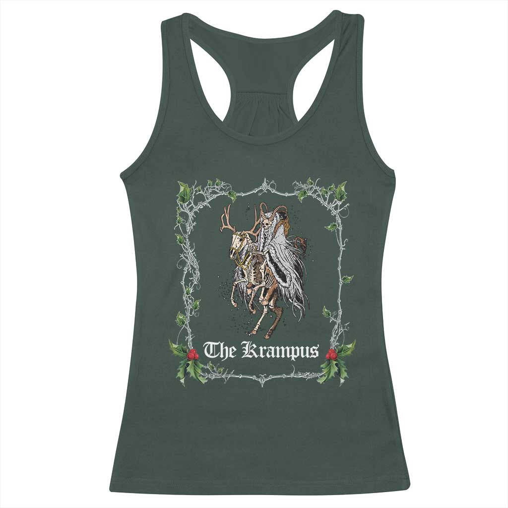 Christmas Krampus Racerback Tank Top Goth Xmas Krampus Reindeer Skull Ugly Sweater Evil Pajama TS10 Dark Forest Green Print Your Wear