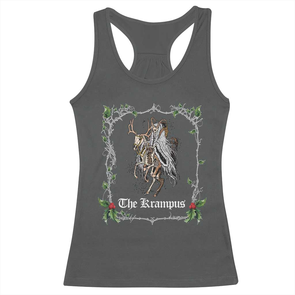Christmas Krampus Racerback Tank Top Goth Xmas Krampus Reindeer Skull Ugly Sweater Evil Pajama TS10 Dark Heather Print Your Wear