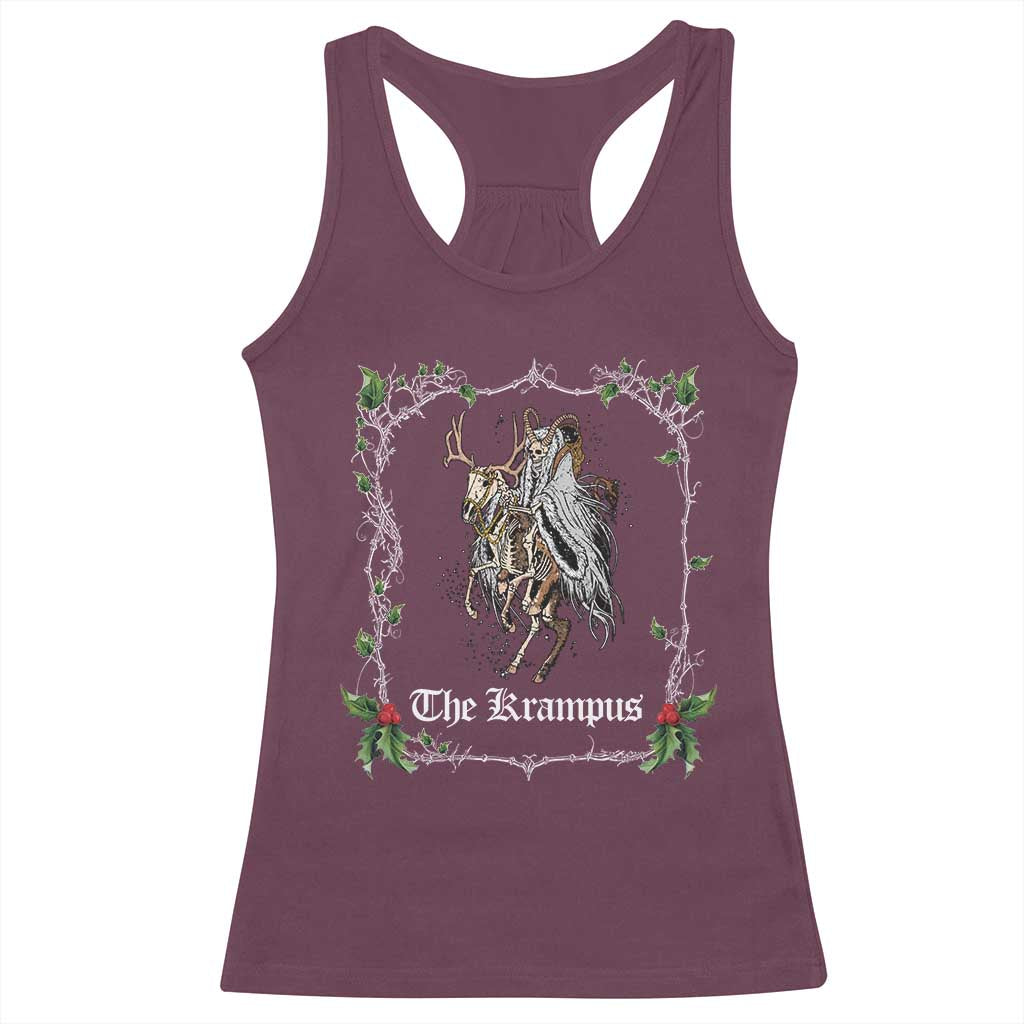 Christmas Krampus Racerback Tank Top Goth Xmas Krampus Reindeer Skull Ugly Sweater Evil Pajama TS10 Maroon Print Your Wear