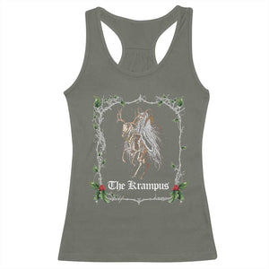 Christmas Krampus Racerback Tank Top Goth Xmas Krampus Reindeer Skull Ugly Sweater Evil Pajama TS10 Military Green Print Your Wear