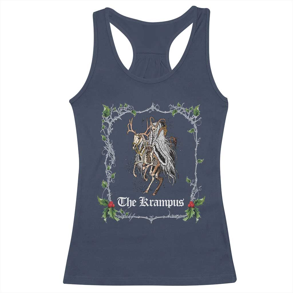 Christmas Krampus Racerback Tank Top Goth Xmas Krampus Reindeer Skull Ugly Sweater Evil Pajama TS10 Navy Print Your Wear