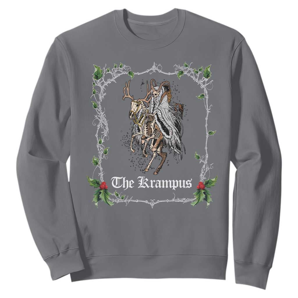 Christmas Krampus Sweatshirt Goth Xmas Krampus Reindeer Skull Ugly Sweater Evil Pajama TS10 Charcoal Print Your Wear