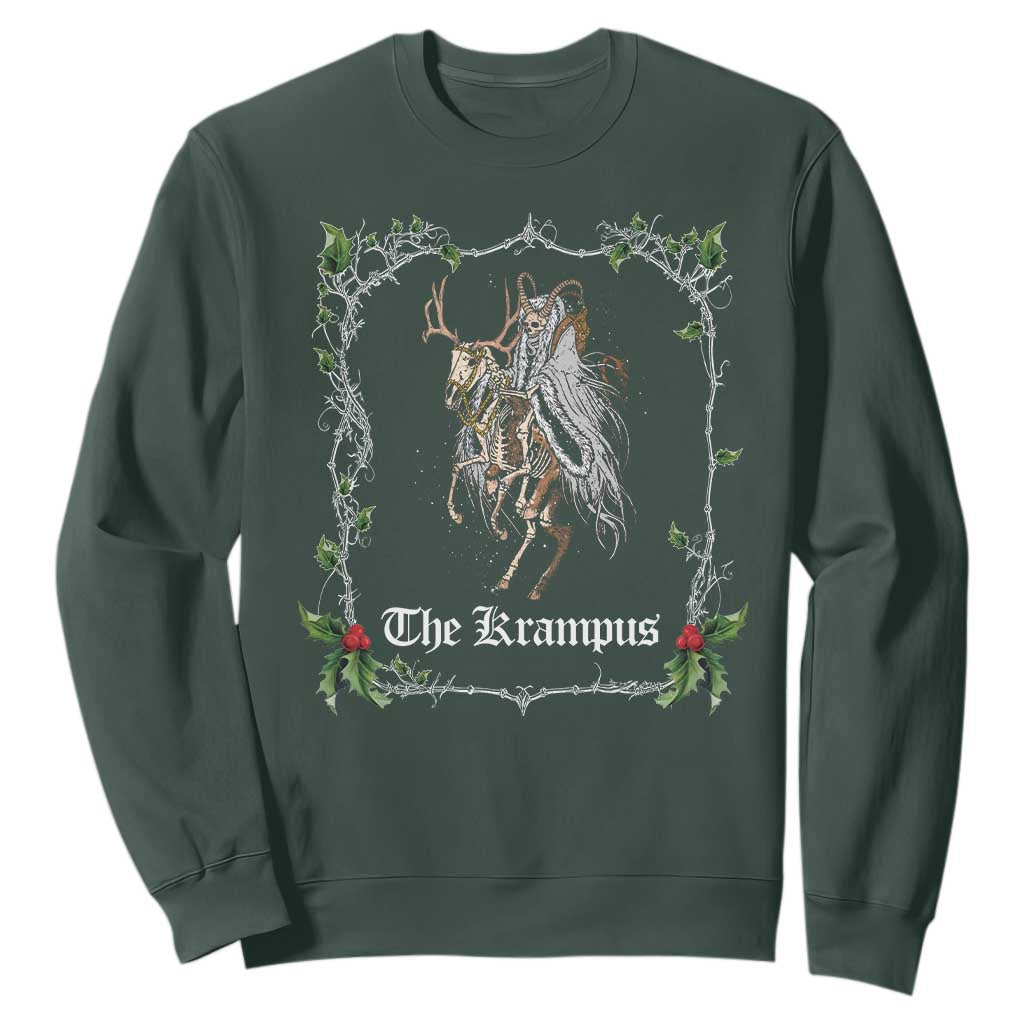 Christmas Krampus Sweatshirt Goth Xmas Krampus Reindeer Skull Ugly Sweater Evil Pajama TS10 Dark Forest Green Print Your Wear