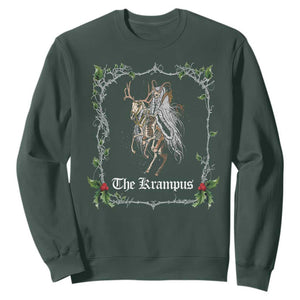 Christmas Krampus Sweatshirt Goth Xmas Krampus Reindeer Skull Ugly Sweater Evil Pajama TS10 Dark Forest Green Print Your Wear