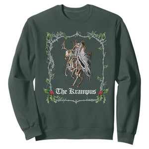 Christmas Krampus Sweatshirt Goth Xmas Krampus Reindeer Skull Ugly Sweater Evil Pajama TS10 Dark Forest Green Print Your Wear