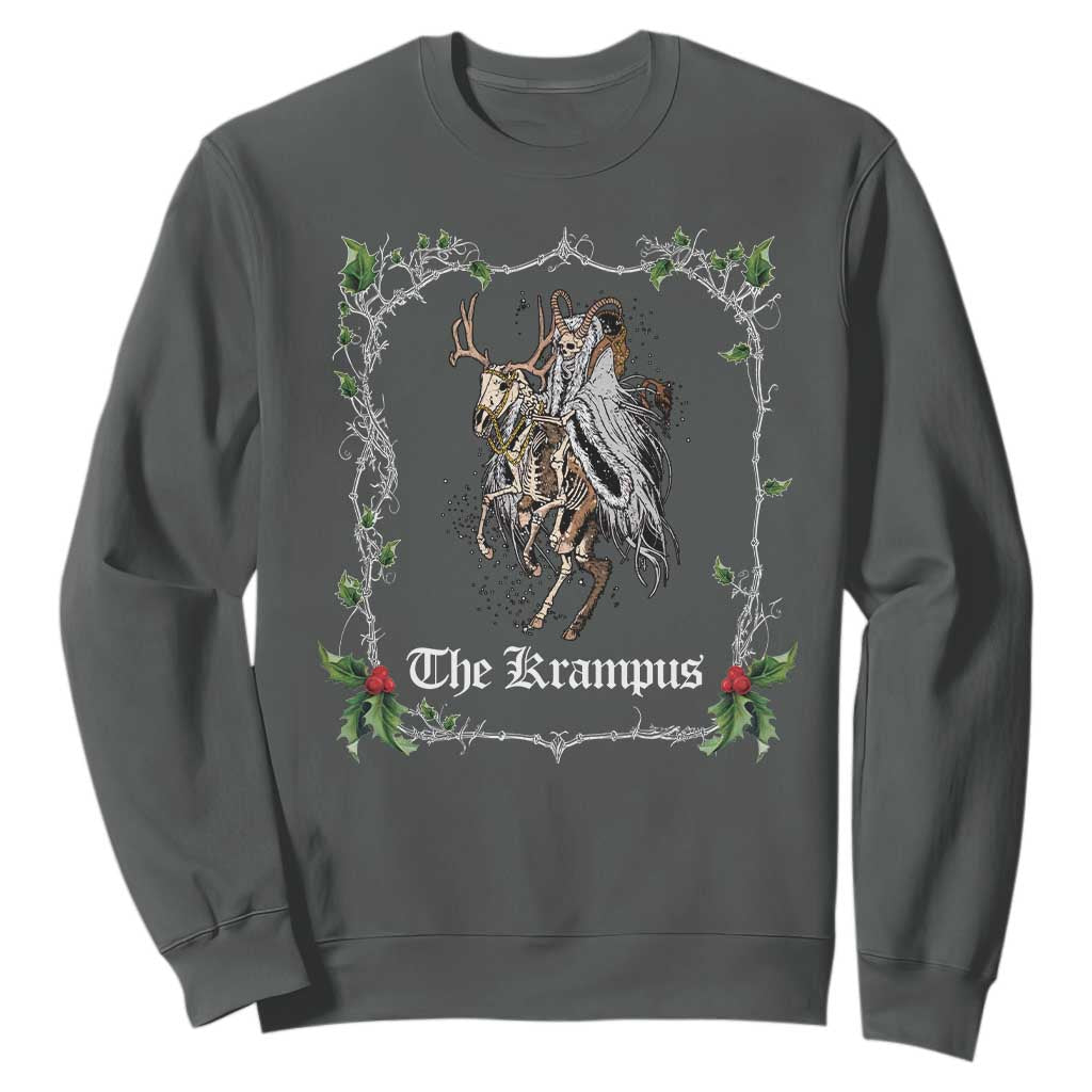 Christmas Krampus Sweatshirt Goth Xmas Krampus Reindeer Skull Ugly Sweater Evil Pajama TS10 Dark Heather Print Your Wear