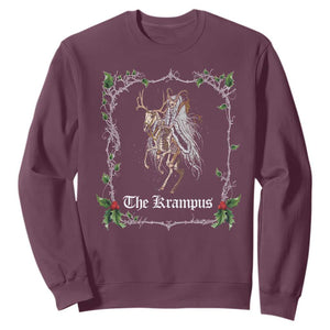 Christmas Krampus Sweatshirt Goth Xmas Krampus Reindeer Skull Ugly Sweater Evil Pajama TS10 Maroon Print Your Wear