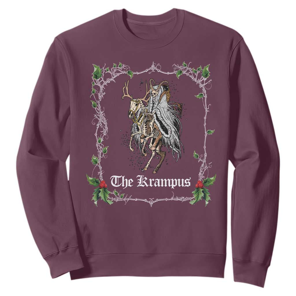 Christmas Krampus Sweatshirt Goth Xmas Krampus Reindeer Skull Ugly Sweater Evil Pajama TS10 Maroon Print Your Wear