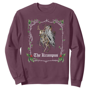 Christmas Krampus Sweatshirt Goth Xmas Krampus Reindeer Skull Ugly Sweater Evil Pajama TS10 Maroon Print Your Wear