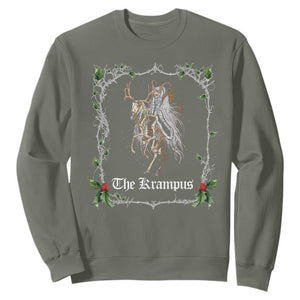 Christmas Krampus Sweatshirt Goth Xmas Krampus Reindeer Skull Ugly Sweater Evil Pajama TS10 Military Green Print Your Wear