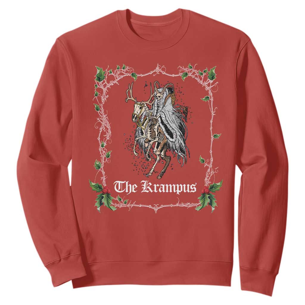 Christmas Krampus Sweatshirt Goth Xmas Krampus Reindeer Skull Ugly Sweater Evil Pajama TS10 Red Print Your Wear