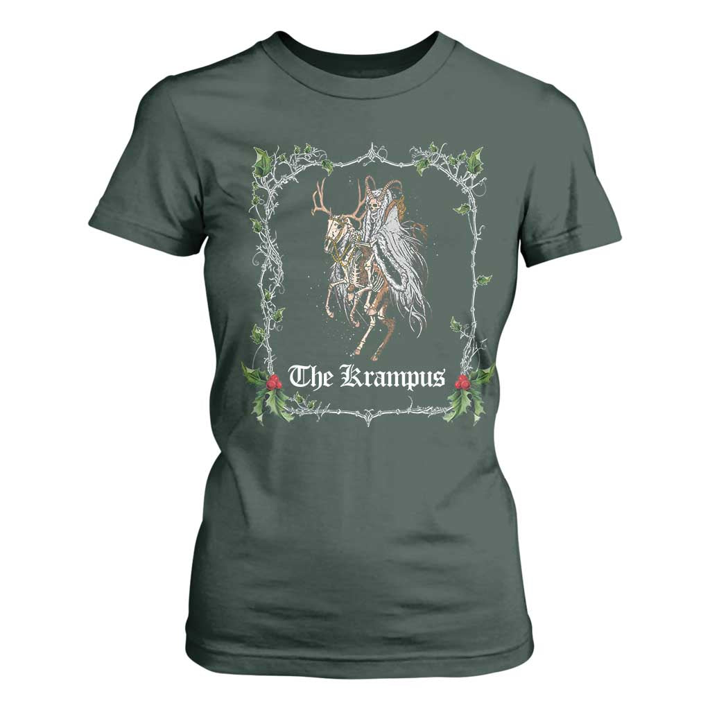 Christmas Krampus T Shirt For Women Goth Xmas Krampus Reindeer Skull Ugly Sweater Evil Pajama TS10 Dark Forest Green Print Your Wear