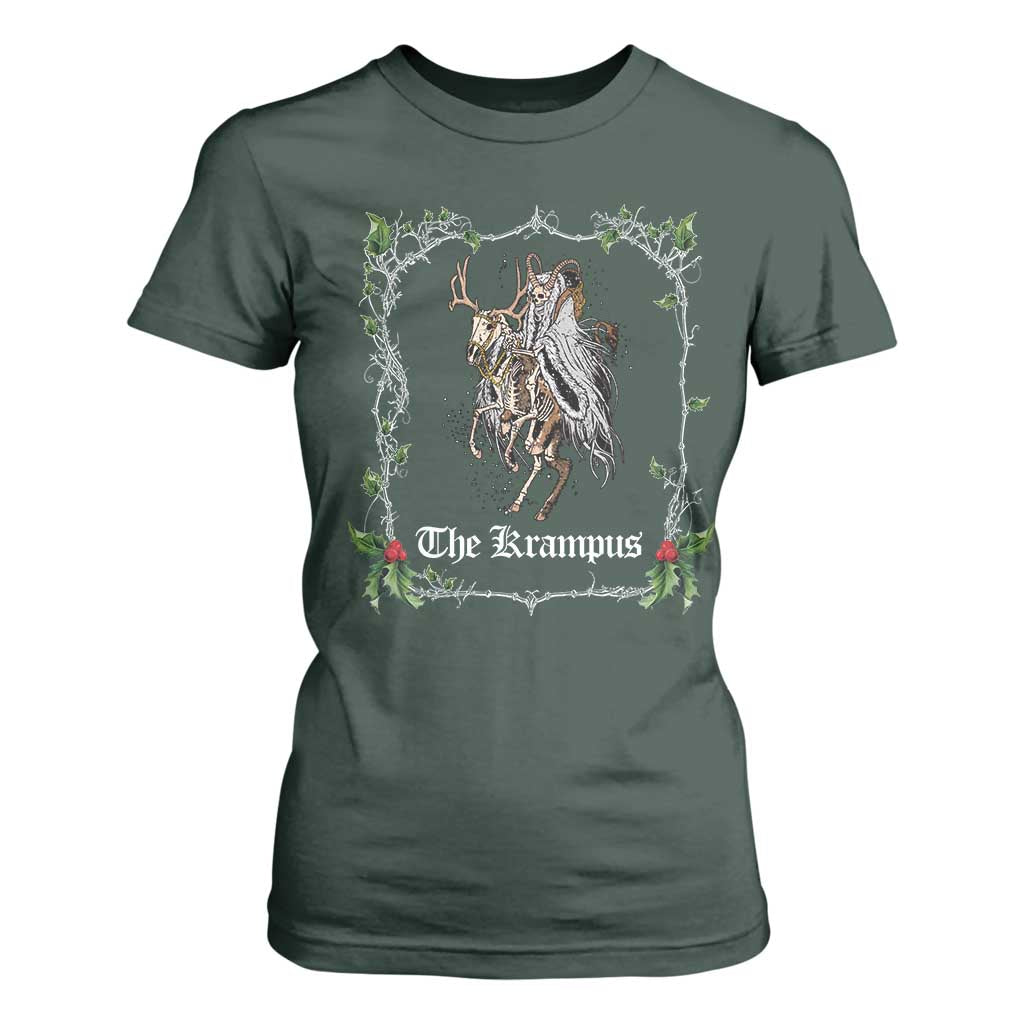 Christmas Krampus T Shirt For Women Goth Xmas Krampus Reindeer Skull Ugly Sweater Evil Pajama TS10 Dark Forest Green Print Your Wear