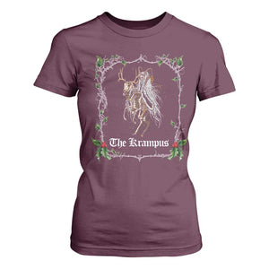 Christmas Krampus T Shirt For Women Goth Xmas Krampus Reindeer Skull Ugly Sweater Evil Pajama TS10 Maroon Print Your Wear