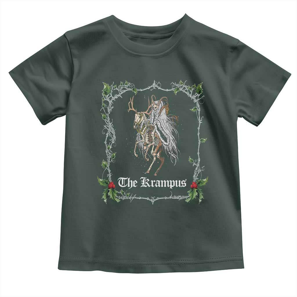 Christmas Krampus Toddler T Shirt Goth Xmas Krampus Reindeer Skull Ugly Sweater Evil Pajama TS10 Dark Forest Green Print Your Wear