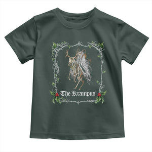 Christmas Krampus Toddler T Shirt Goth Xmas Krampus Reindeer Skull Ugly Sweater Evil Pajama TS10 Dark Forest Green Print Your Wear