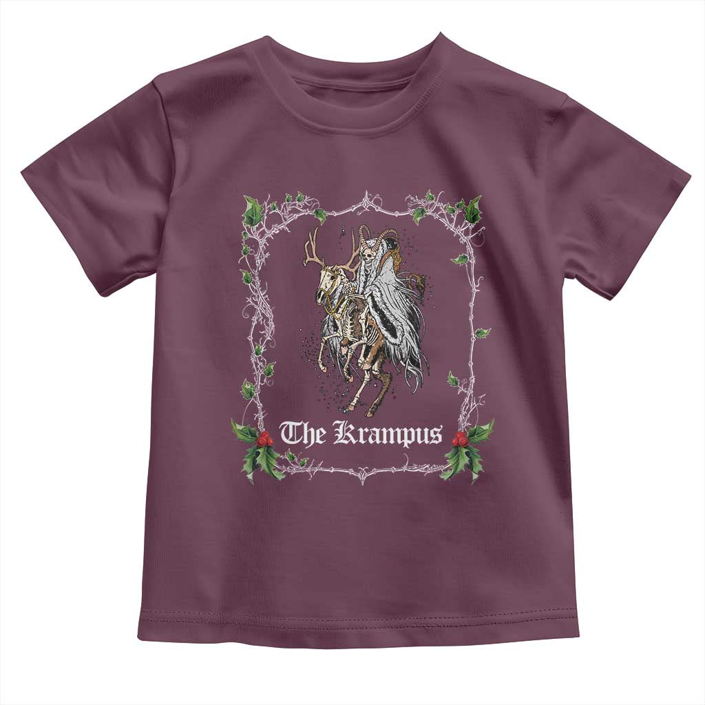 Christmas Krampus Toddler T Shirt Goth Xmas Krampus Reindeer Skull Ugly Sweater Evil Pajama TS10 Maroon Print Your Wear