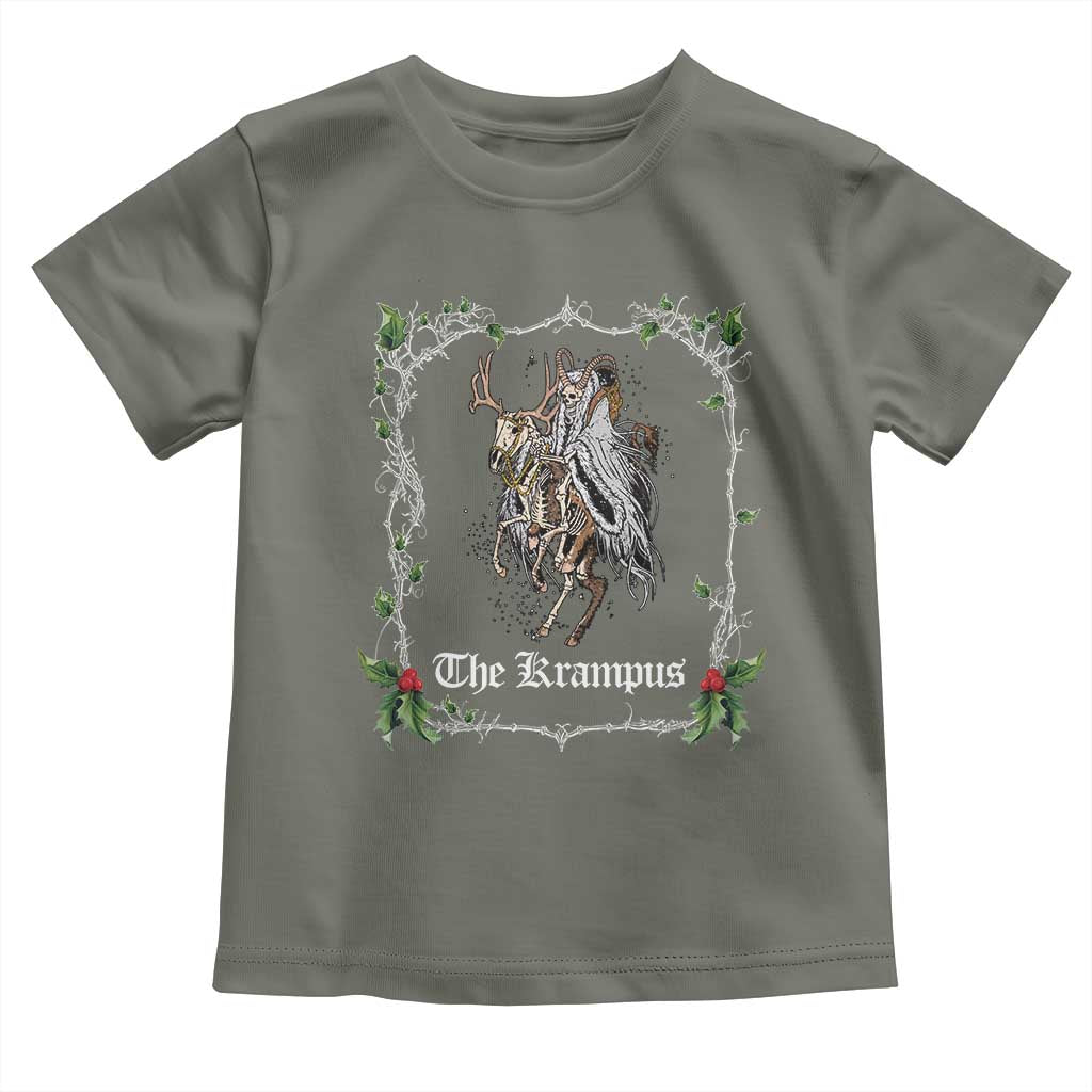Christmas Krampus Toddler T Shirt Goth Xmas Krampus Reindeer Skull Ugly Sweater Evil Pajama TS10 Military Green Print Your Wear