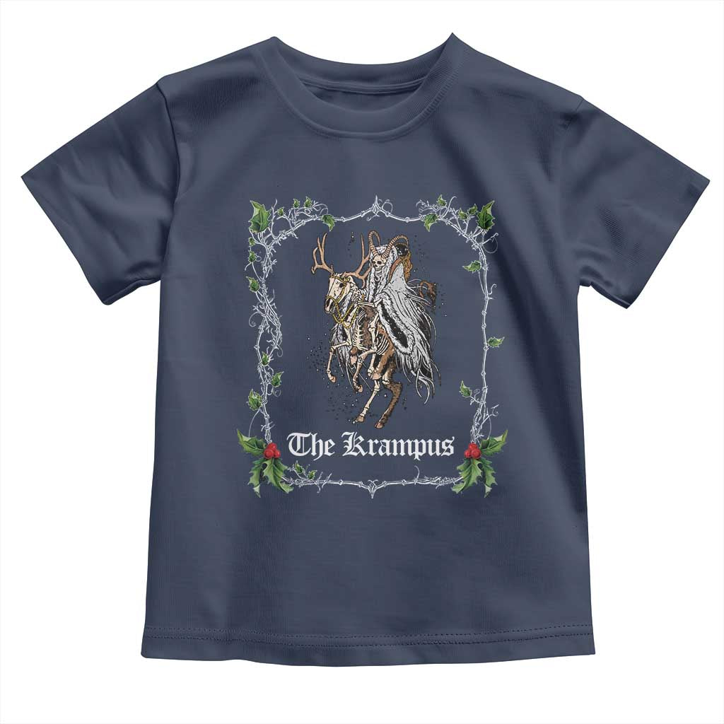 Christmas Krampus Toddler T Shirt Goth Xmas Krampus Reindeer Skull Ugly Sweater Evil Pajama TS10 Navy Print Your Wear