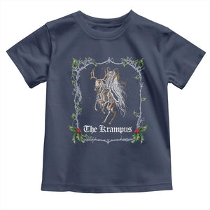 Christmas Krampus Toddler T Shirt Goth Xmas Krampus Reindeer Skull Ugly Sweater Evil Pajama TS10 Navy Print Your Wear