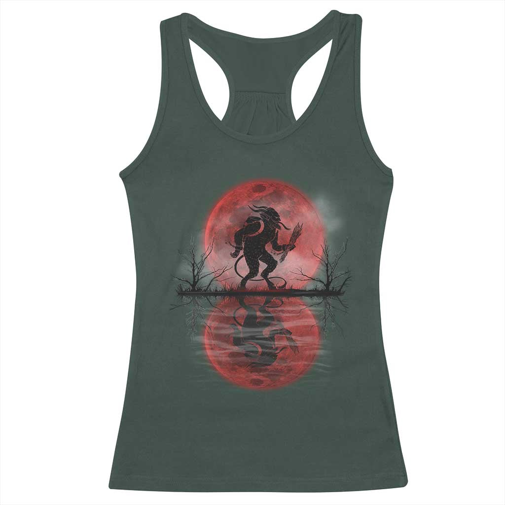 Christmas Krampus Racerback Tank Top Scary Horror Goth Xmas Blood Moon Ugly Sweater Evil Pajama TS10 Dark Forest Green Print Your Wear