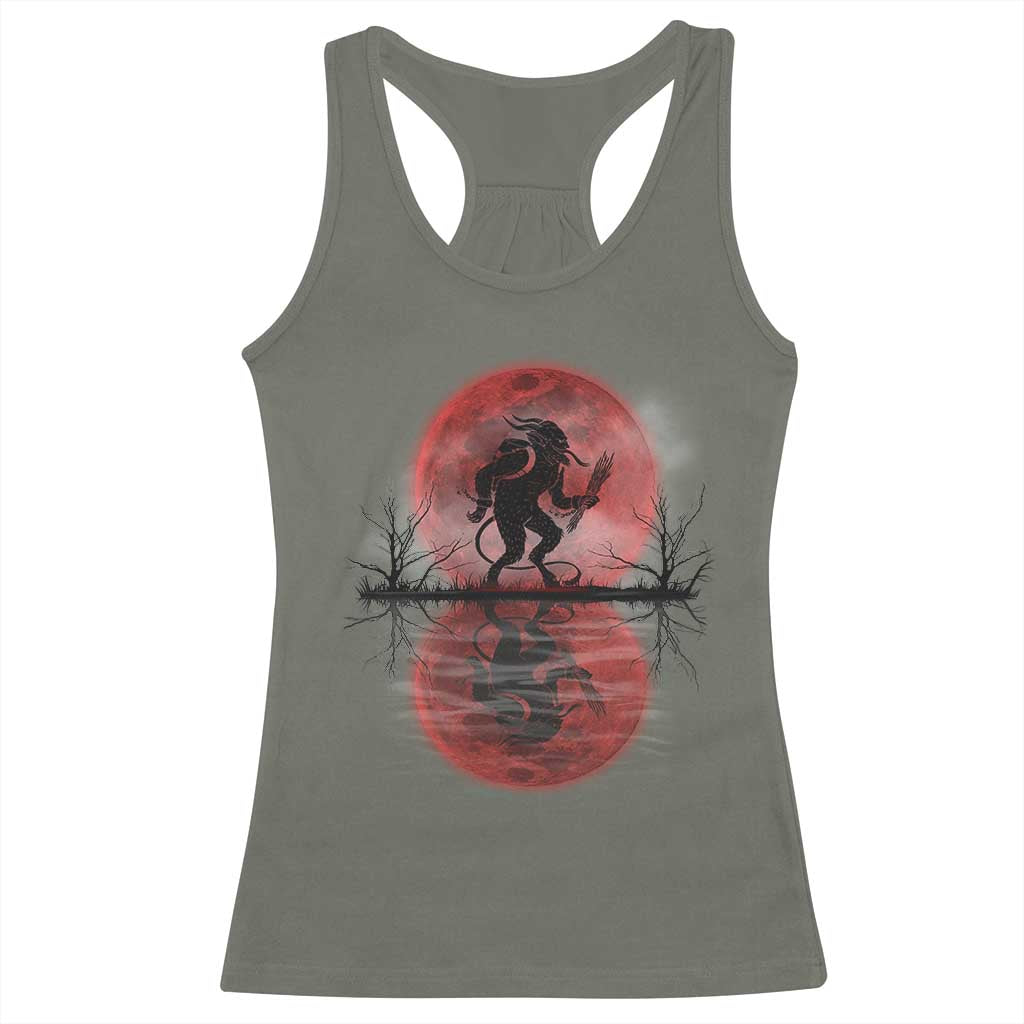 Christmas Krampus Racerback Tank Top Scary Horror Goth Xmas Blood Moon Ugly Sweater Evil Pajama TS10 Military Green Print Your Wear