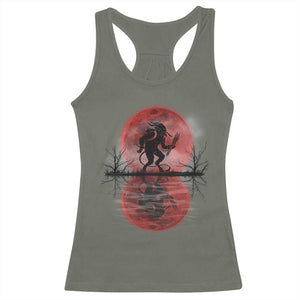Christmas Krampus Racerback Tank Top Scary Horror Goth Xmas Blood Moon Ugly Sweater Evil Pajama TS10 Military Green Print Your Wear