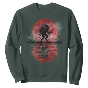 Christmas Krampus Sweatshirt Scary Horror Goth Xmas Blood Moon Ugly Sweater Evil Pajama TS10 Dark Forest Green Print Your Wear