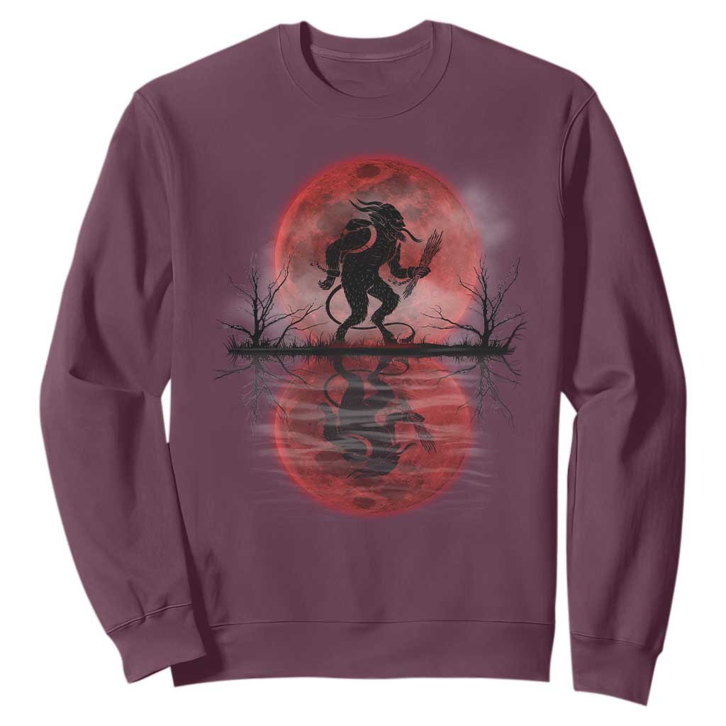 Christmas Krampus Sweatshirt Scary Horror Goth Xmas Blood Moon Ugly Sweater Evil Pajama TS10 Maroon Print Your Wear