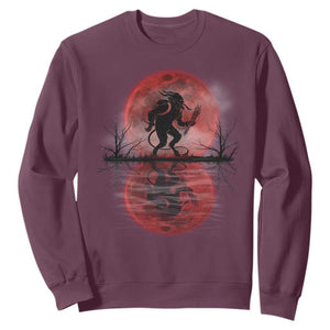Christmas Krampus Sweatshirt Scary Horror Goth Xmas Blood Moon Ugly Sweater Evil Pajama TS10 Maroon Print Your Wear