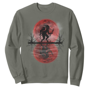 Christmas Krampus Sweatshirt Scary Horror Goth Xmas Blood Moon Ugly Sweater Evil Pajama TS10 Military Green Print Your Wear