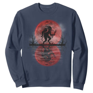 Christmas Krampus Sweatshirt Scary Horror Goth Xmas Blood Moon Ugly Sweater Evil Pajama TS10 Navy Print Your Wear
