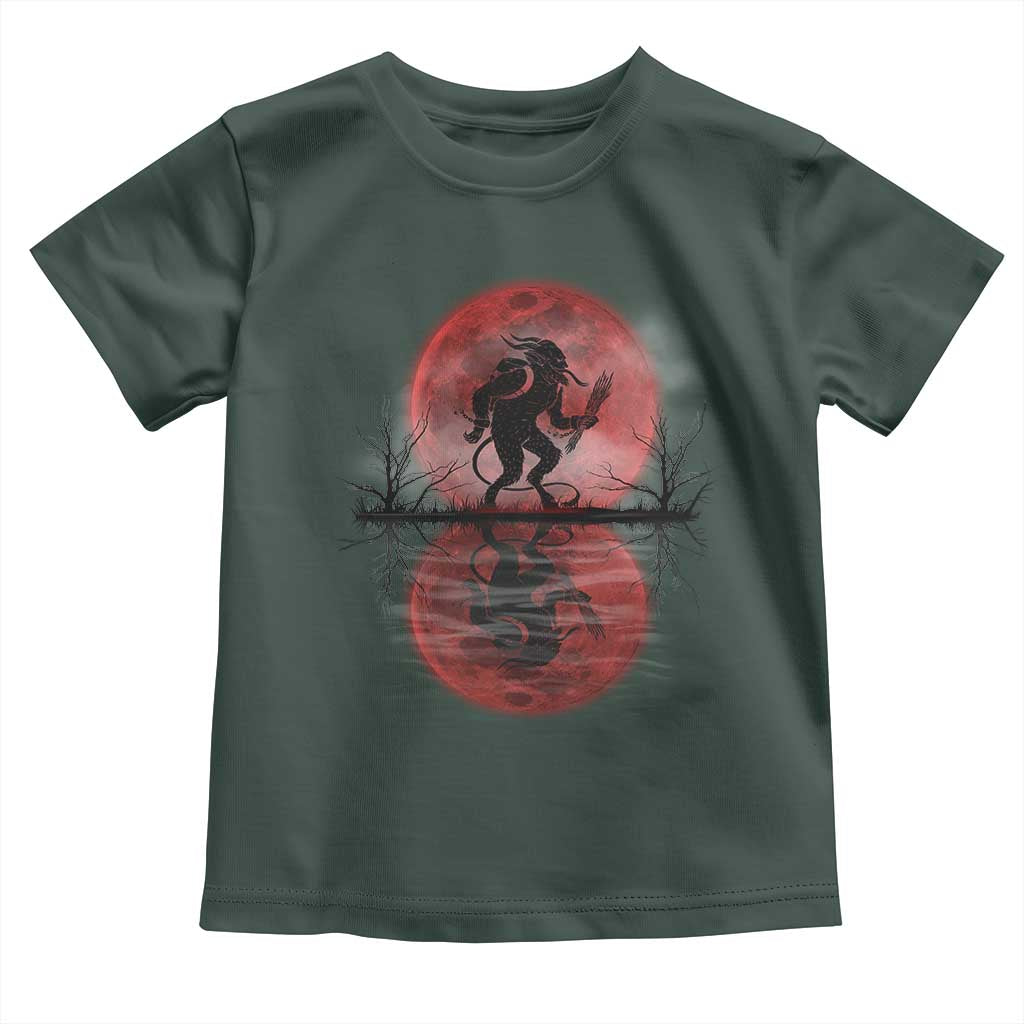 Christmas Krampus Toddler T Shirt Scary Horror Goth Xmas Blood Moon Ugly Sweater Evil Pajama TS10 Dark Forest Green Print Your Wear
