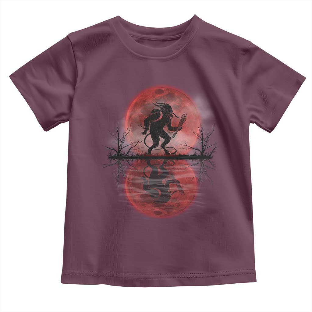 Christmas Krampus Toddler T Shirt Scary Horror Goth Xmas Blood Moon Ugly Sweater Evil Pajama TS10 Maroon Print Your Wear