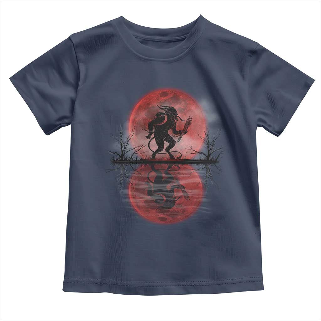 Christmas Krampus Toddler T Shirt Scary Horror Goth Xmas Blood Moon Ugly Sweater Evil Pajama TS10 Navy Print Your Wear