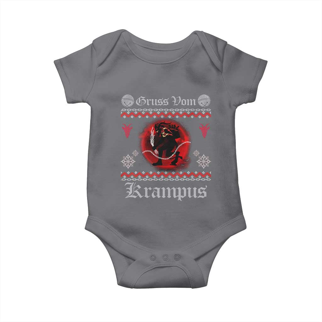 Christmas Krampus Baby Onesie Goth Xmas Gruss Von Krampus Ugly Christmas Sweater Evil Pajama TS10 Charcoal Print Your Wear
