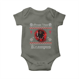 Christmas Krampus Baby Onesie Goth Xmas Gruss Von Krampus Ugly Christmas Sweater Evil Pajama TS10 Military Green Print Your Wear