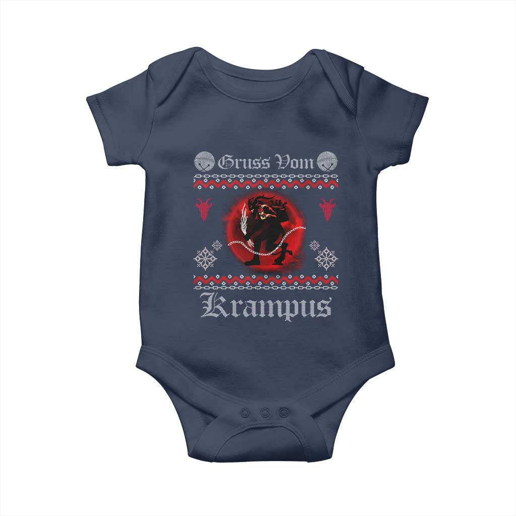 Christmas Krampus Baby Onesie Goth Xmas Gruss Von Krampus Ugly Christmas Sweater Evil Pajama TS10 Navy Print Your Wear
