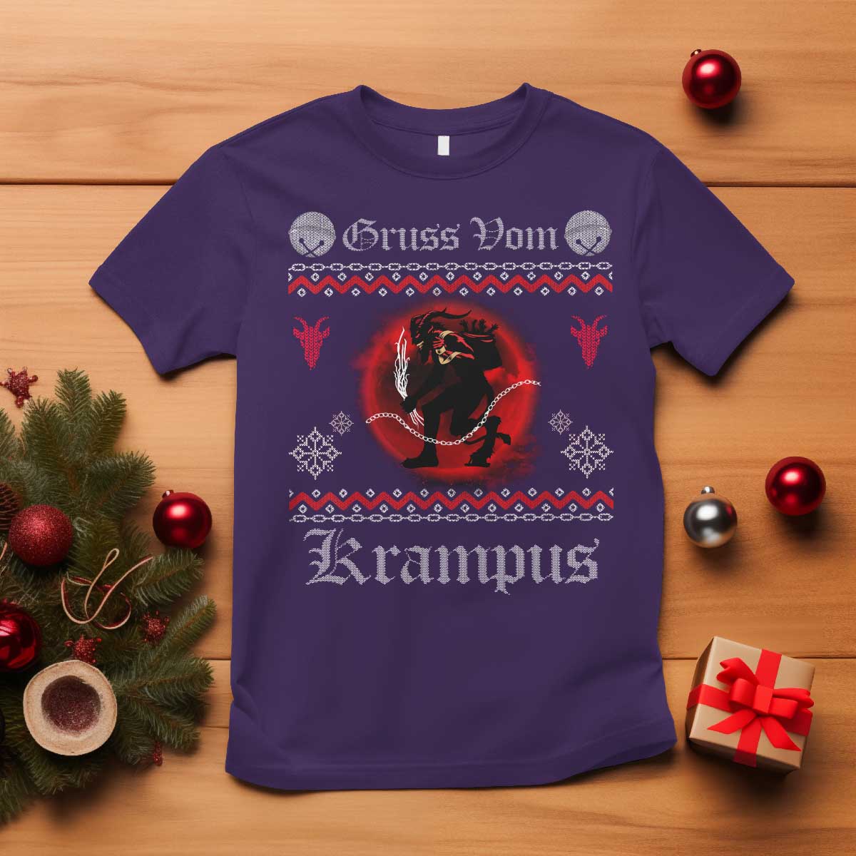 Christmas Krampus T Shirt Goth Xmas Gruss Von Krampus Ugly Christmas Sweater Evil Pajama TS10 Purple Print Your Wear