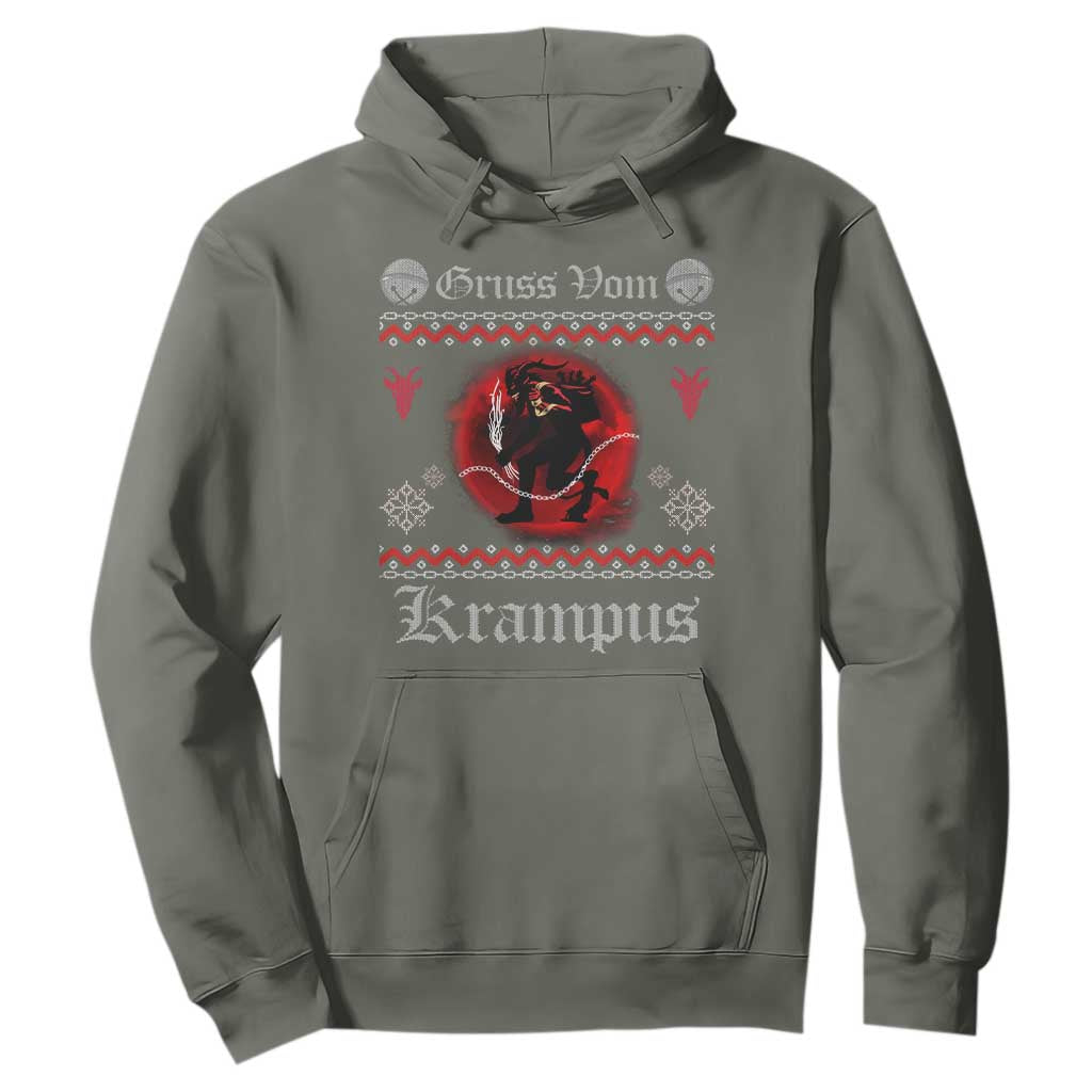 Christmas Krampus Hoodie Goth Xmas Gruss Von Krampus Ugly Christmas Sweater Evil Pajama TS10 Military Green Print Your Wear