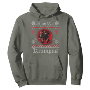 Christmas Krampus Hoodie Goth Xmas Gruss Von Krampus Ugly Christmas Sweater Evil Pajama TS10 Military Green Print Your Wear