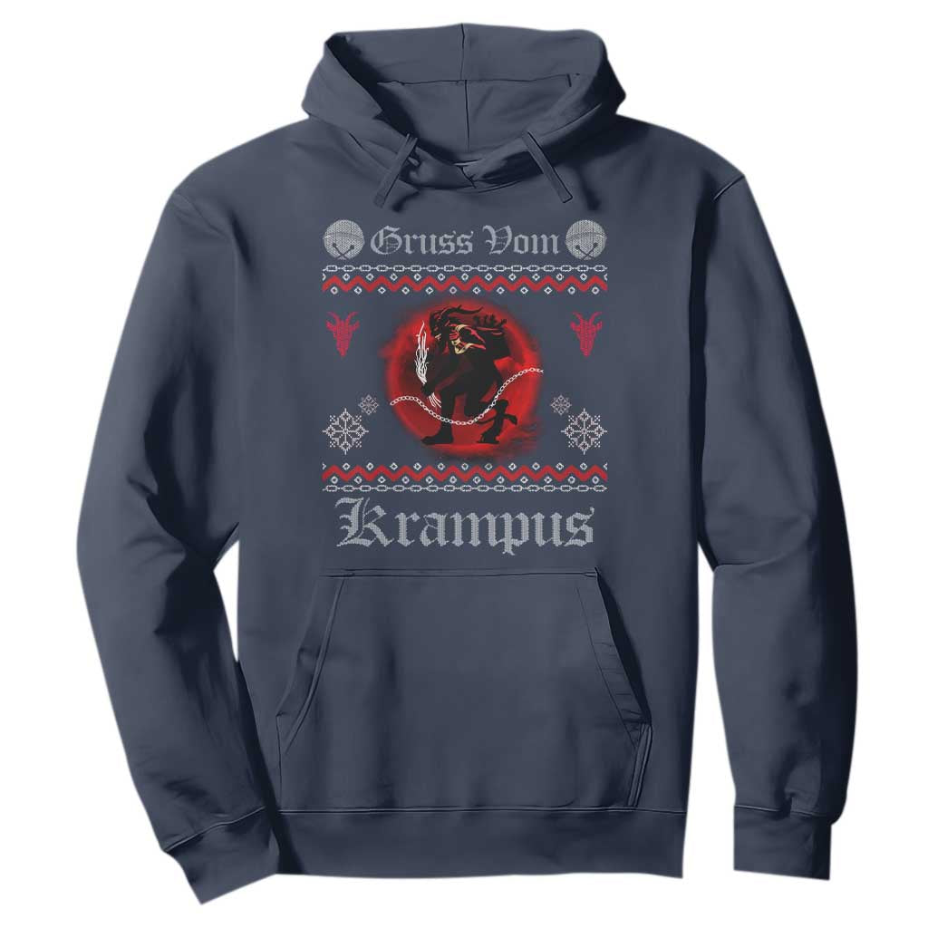 Christmas Krampus Hoodie Goth Xmas Gruss Von Krampus Ugly Christmas Sweater Evil Pajama TS10 Navy Print Your Wear