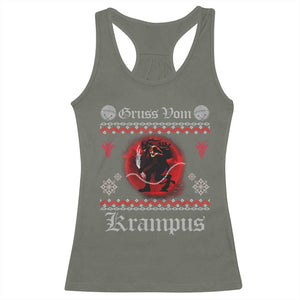 Christmas Krampus Racerback Tank Top Goth Xmas Gruss Von Krampus Ugly Christmas Sweater Evil Pajama TS10 Military Green Print Your Wear