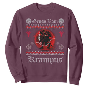 Christmas Krampus Sweatshirt Goth Xmas Gruss Von Krampus Ugly Christmas Sweater Evil Pajama TS10 Maroon Print Your Wear
